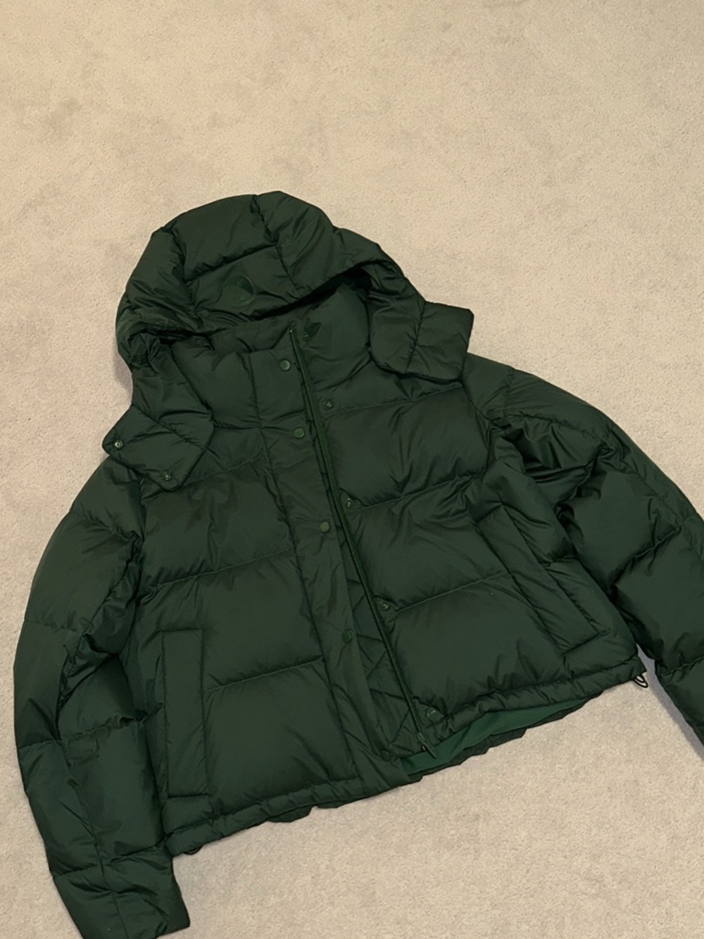 lululemon athletica Dark Green Quilted WunderPuff Short Jacket with Hood